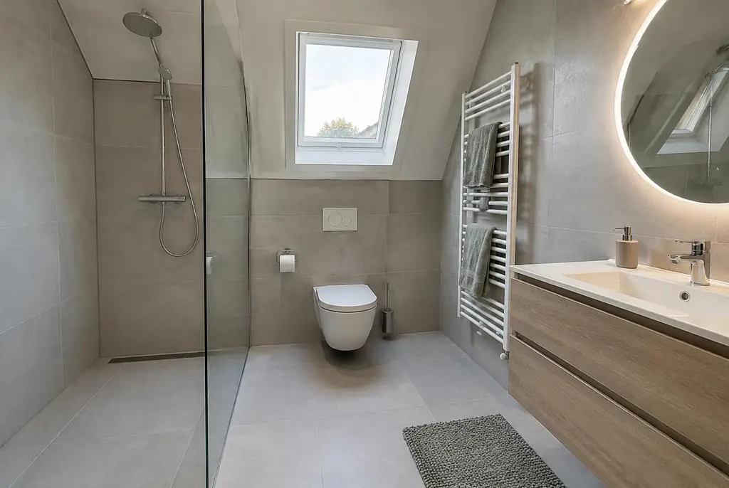 Lekdetectie Doorn – droge badkamer met inloopdouche na herstel