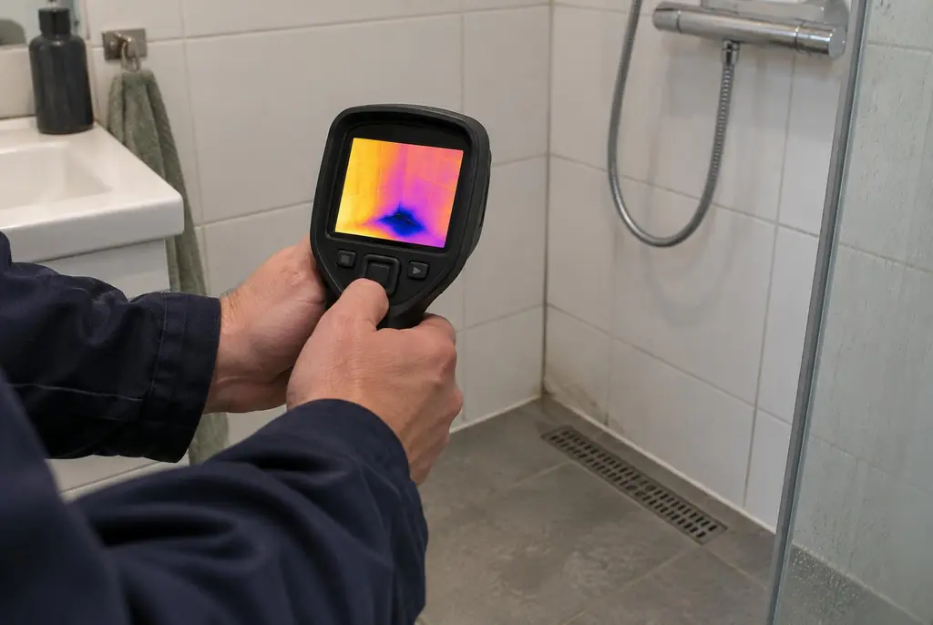 Lekdetectie Doorn – lekdetectiespecialist met warmtebeeldcamera in een badkamer